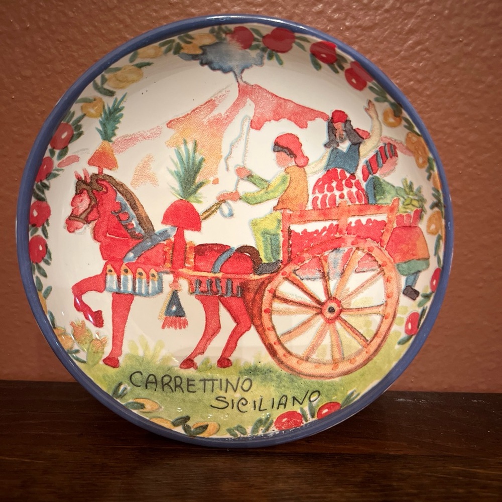 Williams Sonoma Italian Carrettino Siciliano Horse Drawn Cart 5.5” Bowl Dish - Picture 1 of 4